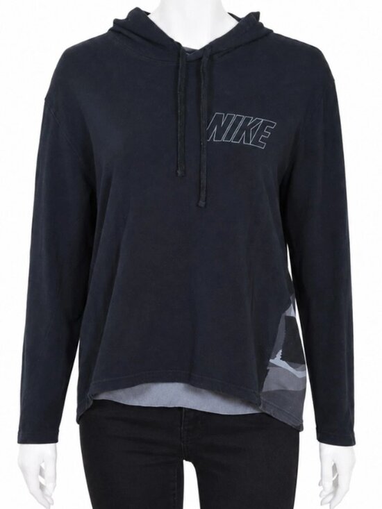 Nike Tops - Nike Women's Large Hoodie Black Gray Camo Cotton Pullover Lightweight Sweatshirt